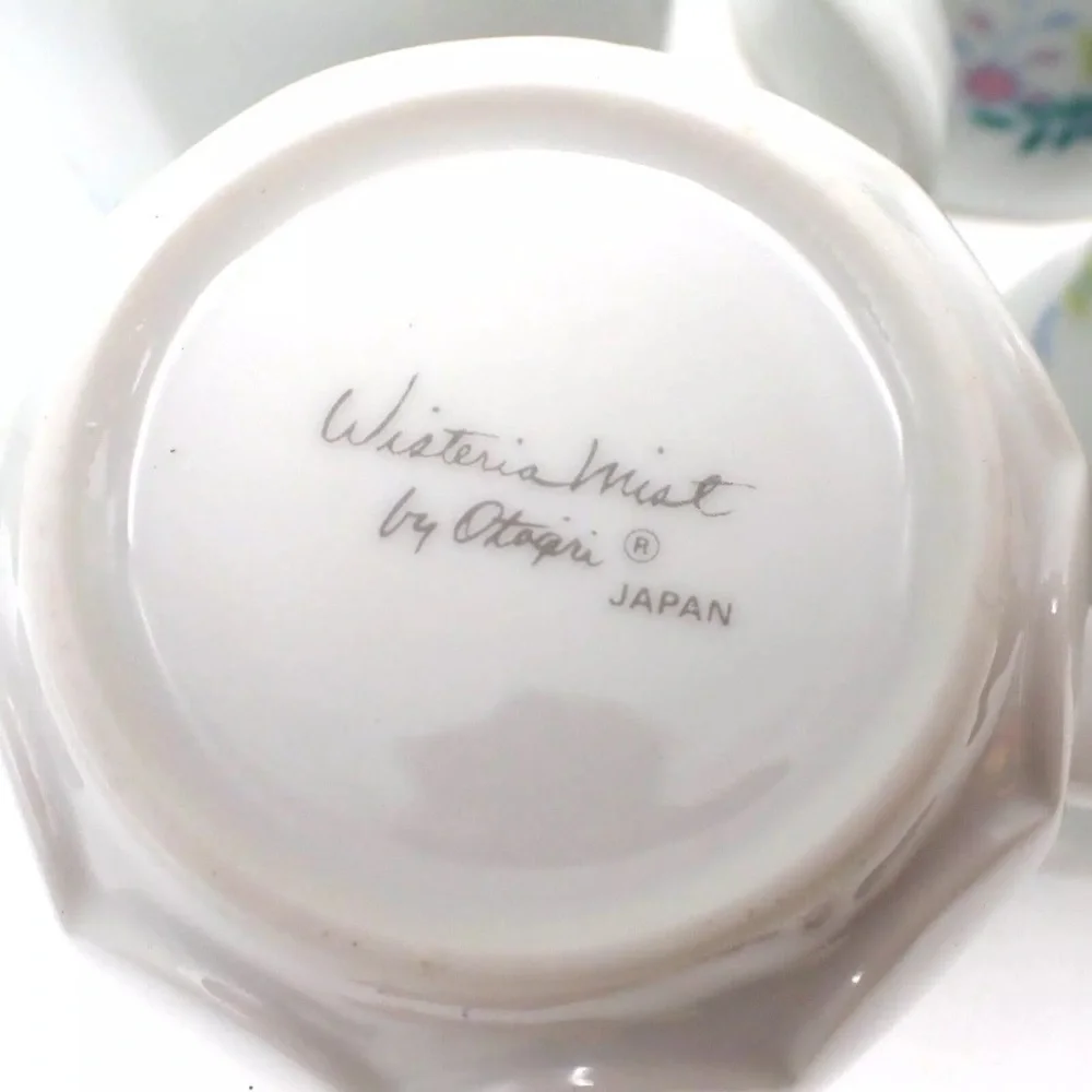 Vintage Japan Otagiri Bone China Tea Cups Set Wisteria Mist Coffee Mug Gold Rim